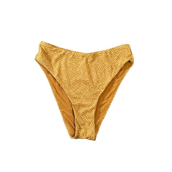 Andie Swim The 90s High Waisted Bottom Yellow Orange Zebra Size Small - Picture 3 of 6